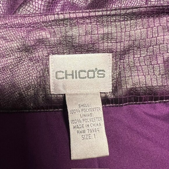Chico's Purple Faux Leather Long Sleeve Jacket Size M - Picture 8 of 8